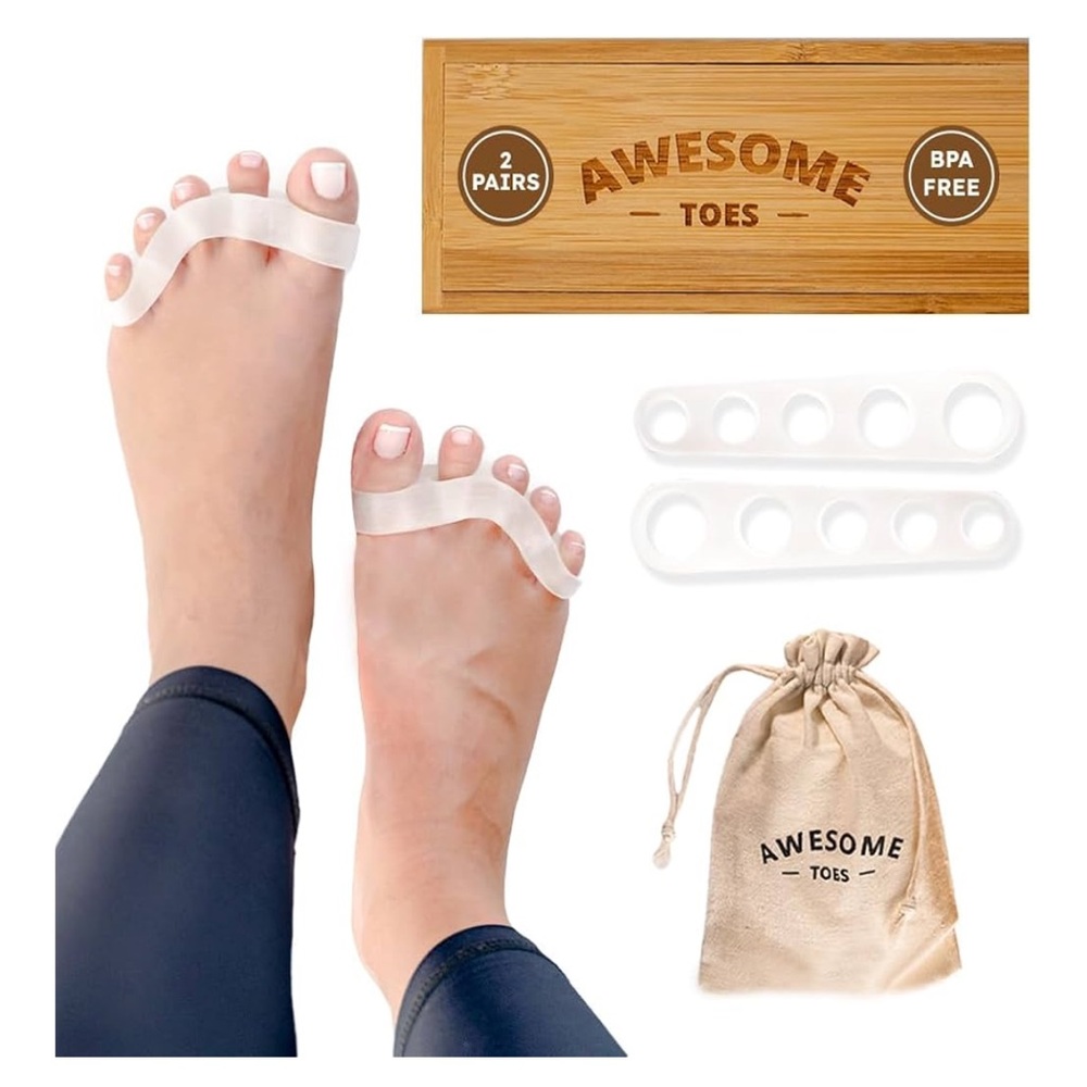 Awesome Yoga Toes Seperator Spacer for Toes w/ Wooden Box 2 Sets Small & Medium
